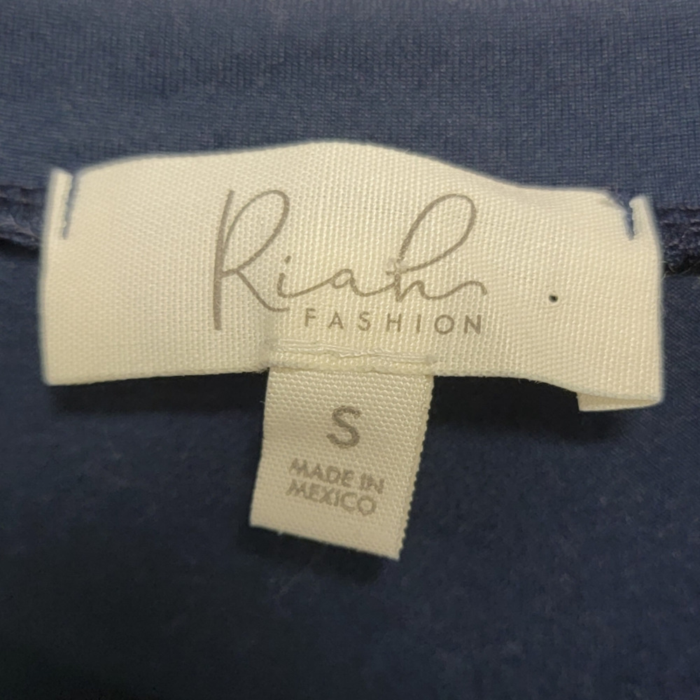 Riah Fashion Women's Slip Dress 3/4 Sleeve Solid Navy Blue Size Small - Picture 3 of 4